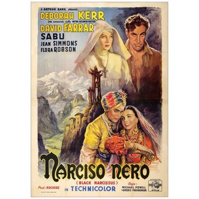 Lot # 405: BLACK NARCISSUS - Italian 4-Fogli (55" x 78"); Very Fine- on Linen