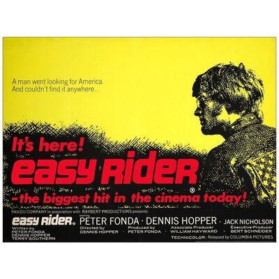 Lot # 417: EASY RIDER - British Quad (30" x 40"); Very Fine on Linen, Full-Bleed, Day-Glo