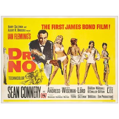 Lot # 467: JAMES BOND: DR. NO - British Quad (30" x 40"); Very Fine- on Linen