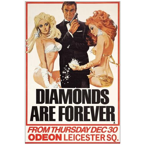 Lot # 472: JAMES BOND: DIAMONDS ARE FOREVER - British Double Crown (20" x 30"); Advance; Very Fine on Linen