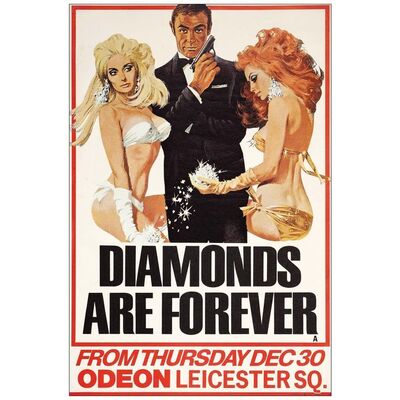 Lot # 472: JAMES BOND: DIAMONDS ARE FOREVER - British Double Crown (20" x 30"); Advance; Very Fine on Linen