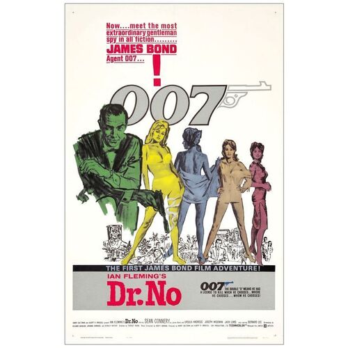 Lot # 473: JAMES BOND: DR. NO - One-Sheet (27" x 41"); White Smoke Style; Very Fine+ on Linen