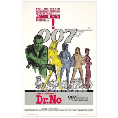 Lot # 473: JAMES BOND: DR. NO - One-Sheet (27" x 41"); White Smoke Style; Very Fine+ on Linen