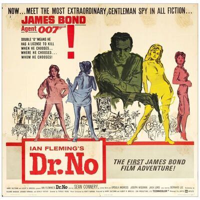 Lot # 475: JAMES BOND: DR. NO - Six Sheet (79" x 81"); Good Folded