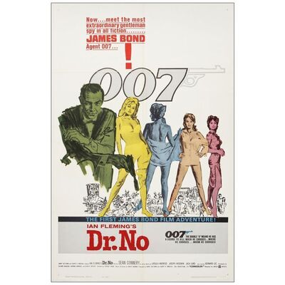 Lot # 476: JAMES BOND: DR. NO - One-Sheet (27" x 41"); Yellow Smoke Style; Mint Folded