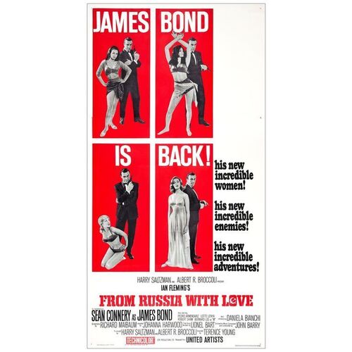 Lot # 479: JAMES BOND: FROM RUSSIA WITH LOVE - Three Sheet (41" x 80"); Style B; Very Fine- on Linen