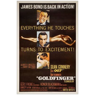 Lot # 481: JAMES BOND: GOLDFINGER - One-Sheet (27" x 41"); Glossy; Very Fine- on Linen