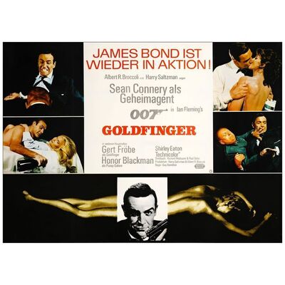 Lot # 483: JAMES BOND: GOLDFINGER - First Release German AO (47" x 33"); Very Fine on Linen, Full Bleed
