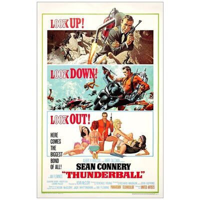 Lot # 487: JAMES BOND: THUNDERBALL - One-Sheet (27" x 41"); Full Rocketpack Style; Very Fine on Linen