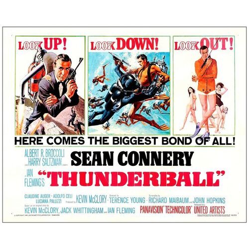 Lot # 488: JAMES BOND: THUNDERBALL - Half Sheet (22" x 28"); Fine- on Paper