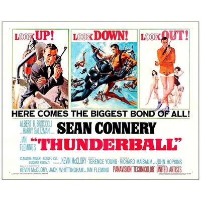 Lot # 488: JAMES BOND: THUNDERBALL - Half Sheet (22" x 28"); Fine- on Paper