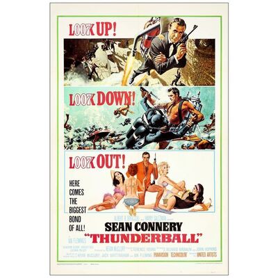 Lot # 489: JAMES BOND: THUNDERBALL - One-Sheet (27" x 41"); Cropped Rocketpack Style; Near Mint Folded