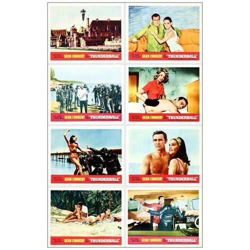 Lot # 490: JAMES BOND: THUNDERBALL - Lobby Card Set (8) (11" x 14"); Very Fine+