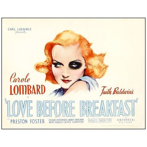 Lot # 504: LOVE BEFORE BREAKFAST - Title Lobby Card (11" x 14"); Very Fine+