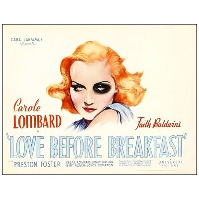 Lot # 504: LOVE BEFORE BREAKFAST - Title Lobby Card (11" x 14"); Very Fine+