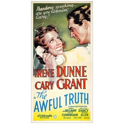 Lot # 509: THE AWFUL TRUTH - Three Sheet (41" x 81"); Very Fine+ on Linen