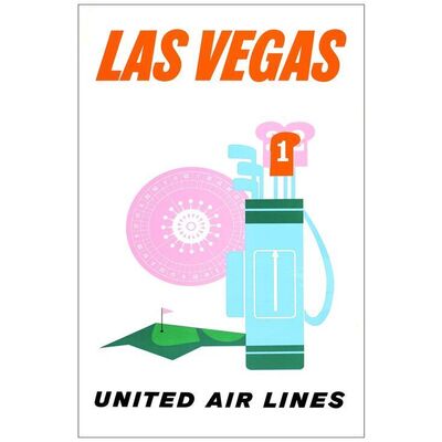 Lot # 558: UNITED ARLINES LAS VEGAS - Travel Poster (25" x 40"); Silk-Screen; Fine+ Rolled