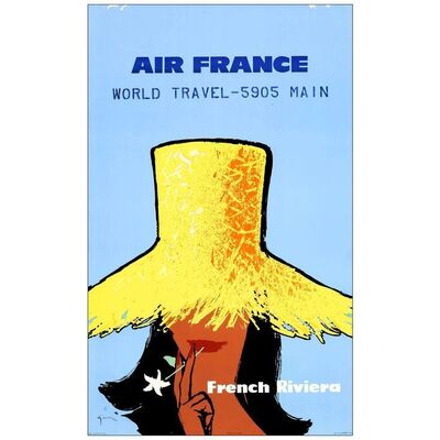 Lot # 559: AIR FRANCE FRENCH RIVERA - Travel Poster (24" x 39"); Fine Rolled