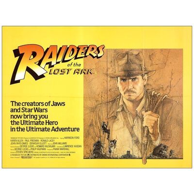 Lot # 587: INDIANA JONES AND THE RAIDERS OF THE LOST ARK - British Quad (30" x 40"); Very Fine+ Folded