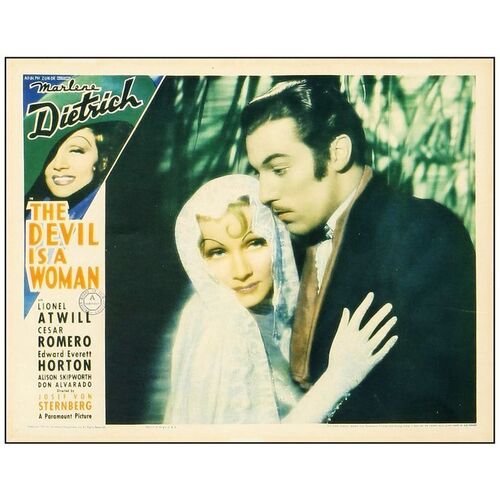 Lot # 609: THE DEVIL IS A WOMAN - Lobby Card (11" x 14"); From the Woodhall Collection; Very Good
