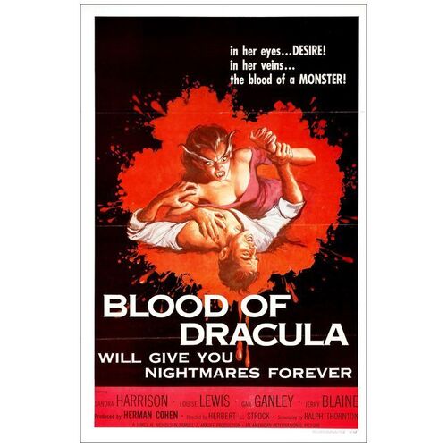 Lot # 622: BLOOD OF DRACULA - One-Sheet (27" x 41"); Very Fine+ Folded