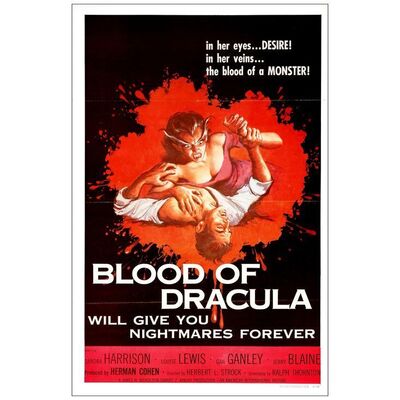 Lot # 622: BLOOD OF DRACULA - One-Sheet (27" x 41"); Very Fine+ Folded