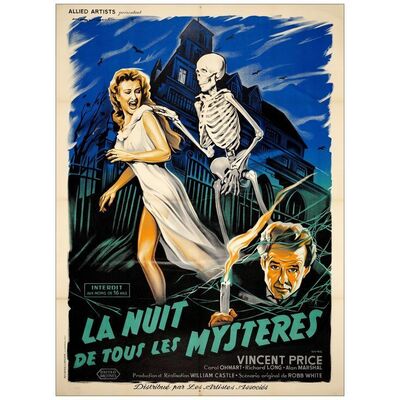 Lot # 634: HOUSE ON HAUNTED HILL - French Grande (47" x 63"); Very Fine+ on Linen