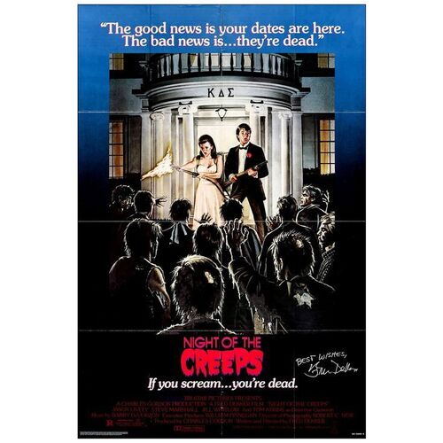 Lot # 642: NIGHT OF THE CREEPS - One-Sheet (27" x 41") Autographed by Fred Dekker; Very Fine Folded