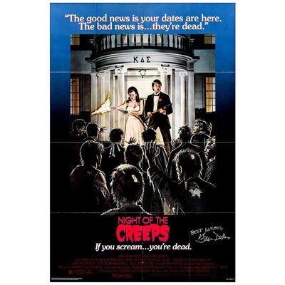 Lot # 642: NIGHT OF THE CREEPS - One-Sheet (27" x 41") Autographed by Fred Dekker; Very Fine Folded