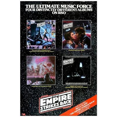 Lot # 672: STAR WARS: EPISODE V - THE EMPIRE STRIKES BACK - Soundtrack Promotional Poster (24" x 35.5"); Four Albums Style; Very Fine- Rolled