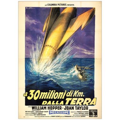 Lot # 688: 20 MILLION MILES TO EARTH - Italian 4-Fogli (55" x 77"); Very Fine on Linen