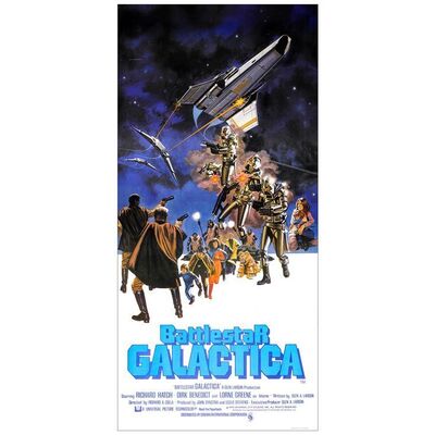 Lot # 696: BATTLESTAR GALACTICA - British Three Sheet (40" x 80"); Very Fine+ on Linen, Full-Bleed