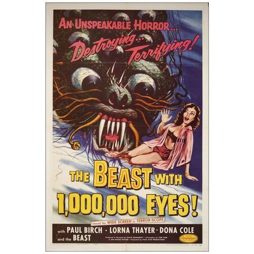 Lot # 697: THE BEAST WITH A MILLION EYES - One-Sheet (27" x 41"); Very Fine- Folded