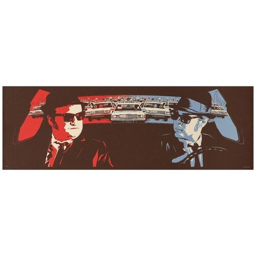 Lot # 763: THE BLUES BROTHERS - Hand Signed and Numbered Limited Edition Screen Print (36" x 12"); Mint Rolled