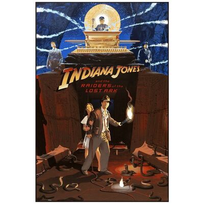 Lot # 767: INDIANA JONES AND THE RAIDERS OF THE LOST ARK - Hand Numbered Timed Edition Screen Print (24" x 36"); Mint Rolled