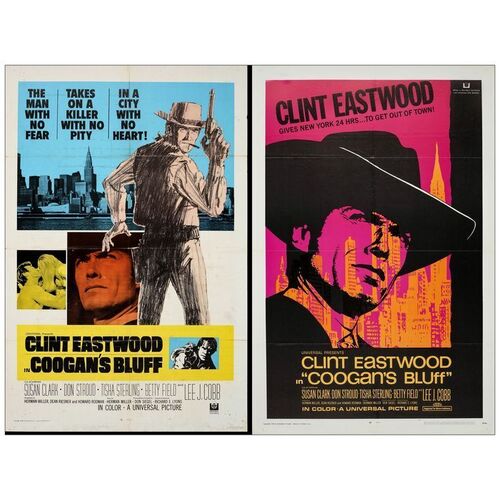 Lot # 781: COOGAN'S BLUFF - One-Sheets (2) (27" x 41"); Fine+ Folded