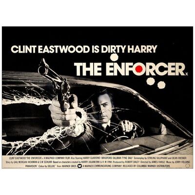 Lot # 783: THE ENFORCER - British Quad (30" x 40"); Fine+ on Linen