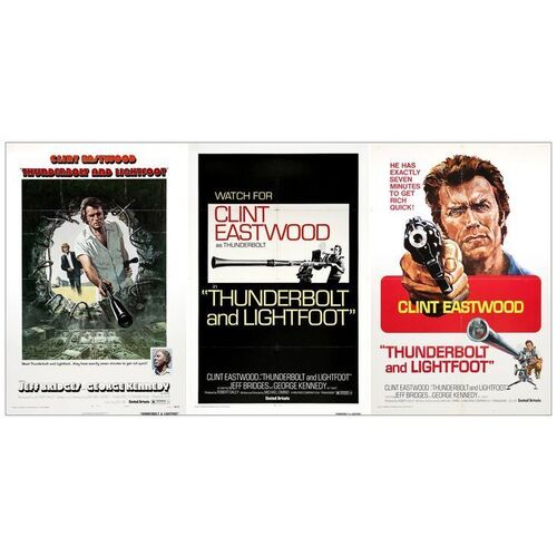 Lot # 797: THUNDERBOLT AND LIGHTFOOT - One-Sheets (3) (27" x 41"); Very Fine Folded