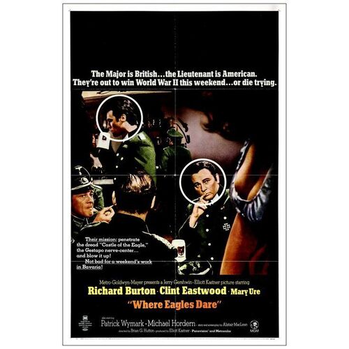 Lot # 801: WHERE EAGLES DARE - One-Sheet (27" x 41"); Style B; Very Fine+ Folded