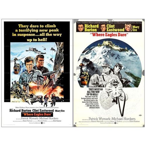 Lot # 803: WHERE EAGLES DARE - One-Sheets (2) (27" x 41"); Fine- Folded