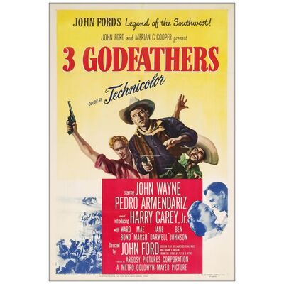Lot # 806: 3 GODFATHERS - One-Sheet (27" x 41"); Very Fine- on Linen