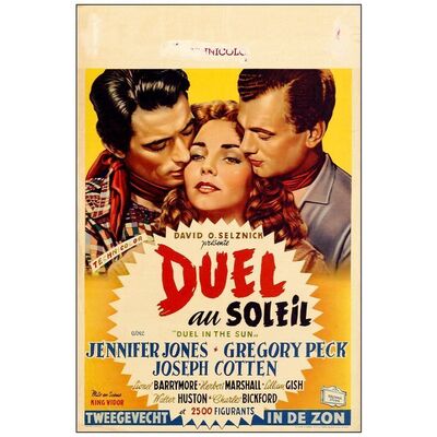 Lot # 810: DUEL IN THE SUN - Belgian (14" x 21"); Very Fine- Folded