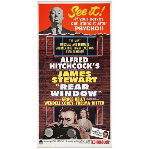 Lot # 829: REAR WINDOW - Three Sheet (41" x 81"); Bryan Fuller Collection; Very Fine+ Folded
