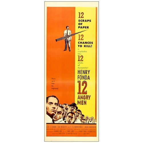 Lot # 835: 12 ANGRY MEN - Insert (14" x 36"); Near Mint Folded
