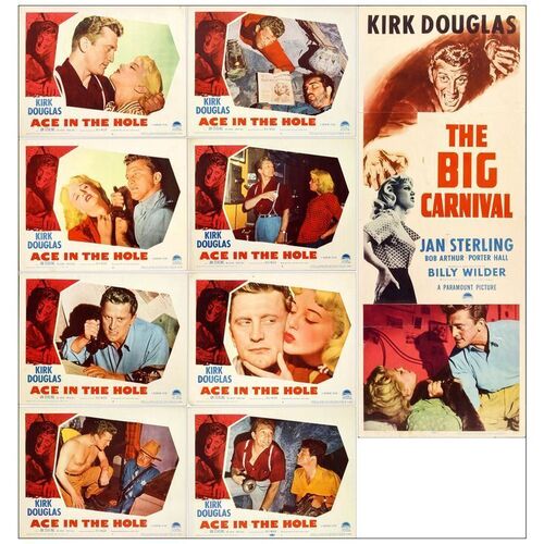 Lot # 836: ACE IN THE HOLE - Insert & Lobby Card Set (8) (14" x 36" & 11" x 14"); Very Fine- Folded