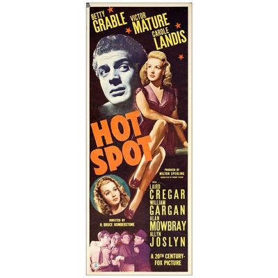 Lot # 848: HOT SPOT - Insert (14" x 36"); Alternate Title "I Wake Up Screaming"; Very Fine- Rolled