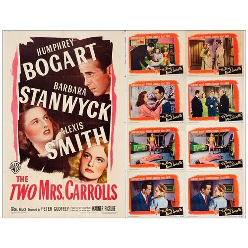 Lot # 869: THE TWO MRS. CARROLLS - One-Sheet & Lobby Cards (8) (27" x 41" & 11" x 14"); Very Fine- Folded