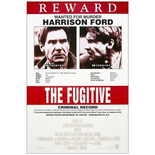 Lot # 881: THE FUGITIVE - One-Sheet (27" x 40"); Recalled International Style; Very Fine+ Rolled, Full-Bleed