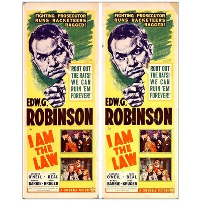 Lot # 883: I AM THE LAW - Inserts (2) (14" x 36"); Very Good+ Rolled