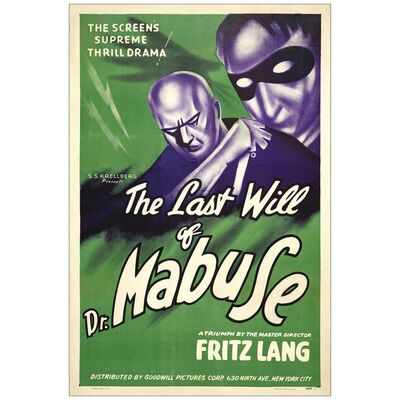 Lot # 885: THE LAST WILL OF DR. MABUSE - One-Sheet (27" x 41"); Alternate Title "The Testament of Dr. Mabuse"; Good on Linen